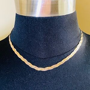 14K Gold Tricolor Woven/Braided Necklace
